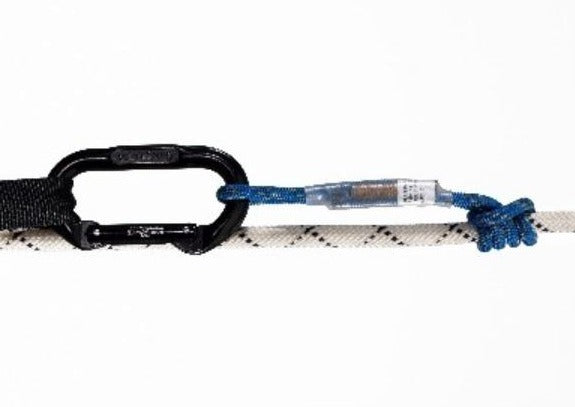 RopeSafe rope edge protection custom bound prusik cord for use with other rope safety equipment.
